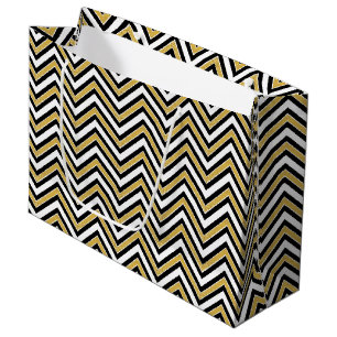 Gold Chevron  Large Gift Bag