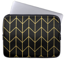 Gold Chevron on Black Background Modern Chic