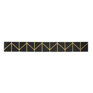 Gold Chevron on Black Background Modern Chic Satin Ribbon