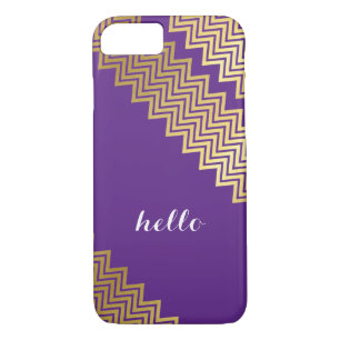 GOLD CHEVRON PATTERN modern trendy cute purple iPhone 8/7 Case