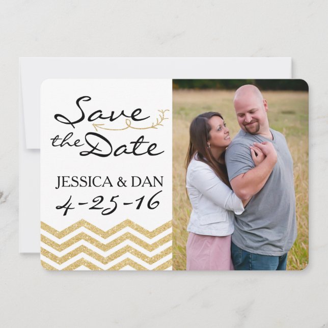 Gold Chevron Save the Date (Front)