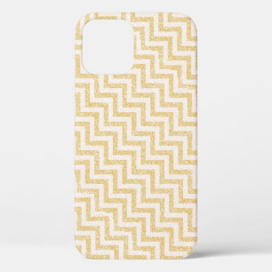 Gold Chevron Stripes Glitter iPhone 12 Pro Case