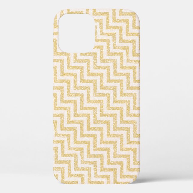 Gold Chevron Stripes Glitter Case-Mate iPhone Case (Back)