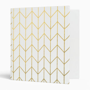 Gold Chevron White Background Modern Chic Binder
