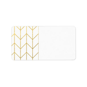 Gold Chevron White Background Modern Chic Label