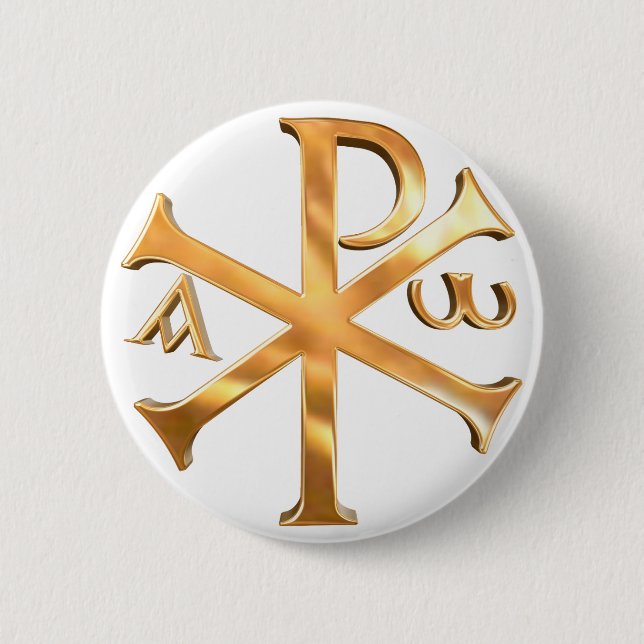 Gold Chi-Rho 2 Inch Round Button (Front)