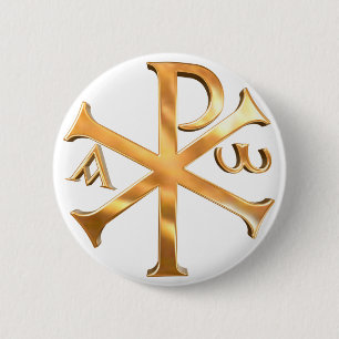 Gold Chi-Rho 2 Inch Round Button