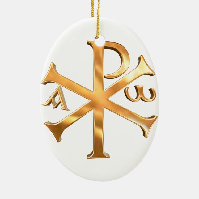 Gold Chi-Rho Ceramic Ornament (Back)