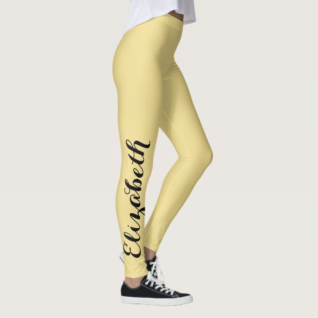 Gold Chic Stylish Personalized Name Workout Sports Leggings (Right)