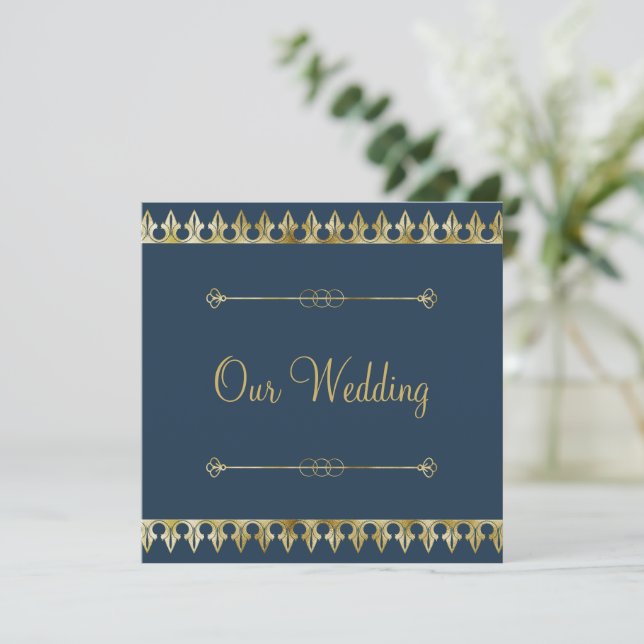 Gold Chic Wedding Invitation (Standing Front)