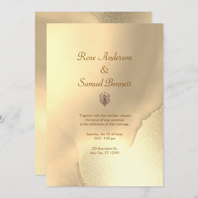Gold Chic Wedding Invitation (Front/Back)
