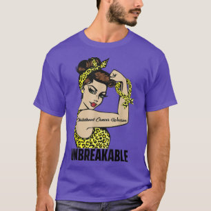 Gold Childhood Cancer Warrior Unbreakable Leopard  T-Shirt