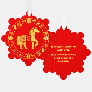 Gold Chinese new year 2026 Ornament Card