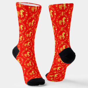 Gold Chinese new year 2026 Socks