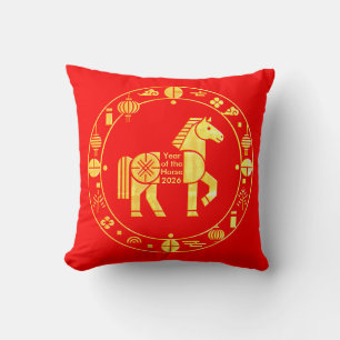Gold Chinese new year 2026 Throw Pillow