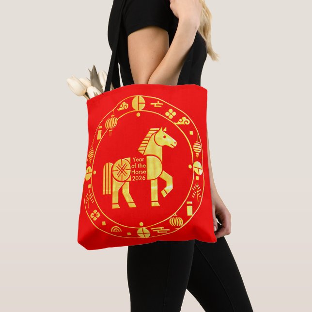 Gold Chinese new year 2026 Tote Bag (Close Up)