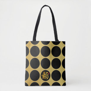 Gold Chinese Papercut Black Dots G Tote Bag
