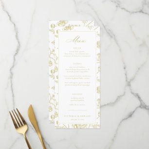 Gold Chinoiserie Floral Wedding Menu