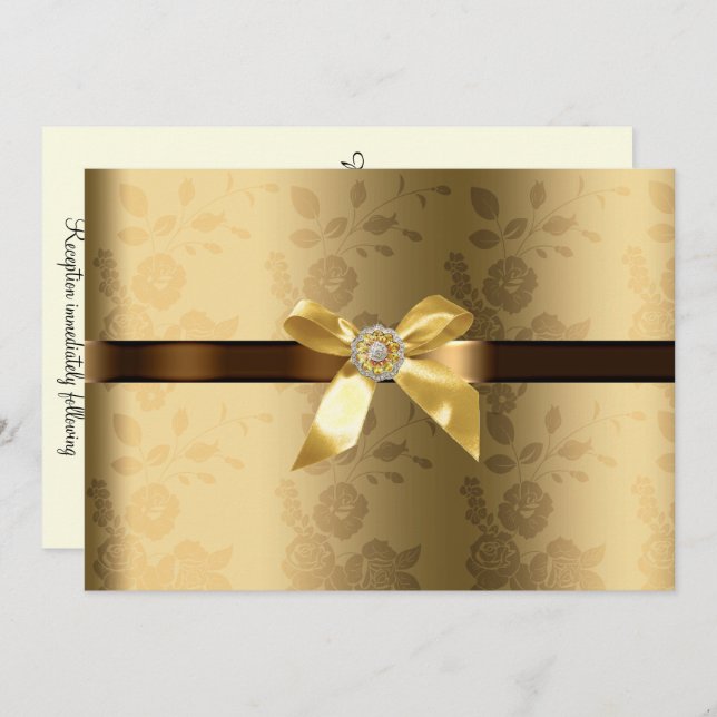Gold & Chocolate Brown Wedding Invitation (Front/Back)