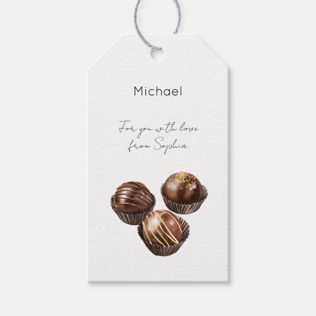 Gold Chocolates Christmas Gift Tags (Front)