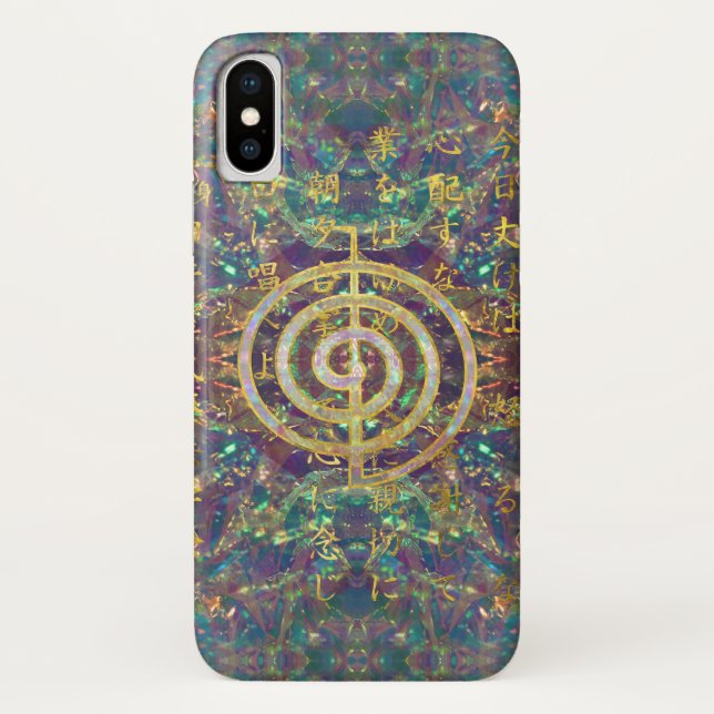 Gold Choku Rei Symbol and Reiki Precepts Case-Mate iPhone Case (Back)