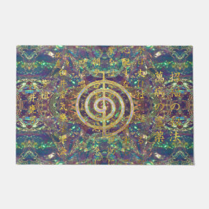 Gold Choku Rei Symbol and Reiki Precepts Doormat
