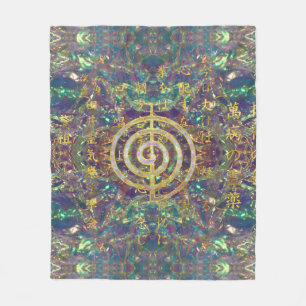 Gold Choku Rei Symbol and Reiki Precepts Fleece Blanket