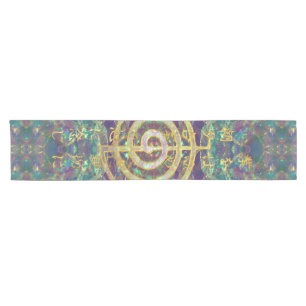 Gold Choku Rei Symbol and Reiki Precepts Short Table Runner