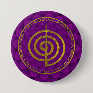 Gold Choku Rei Symbol on lotus 3 Inch Round Button