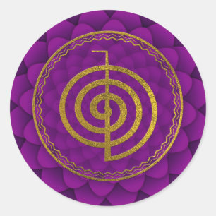 Gold Choku Rei Symbol on lotus Classic Round Sticker
