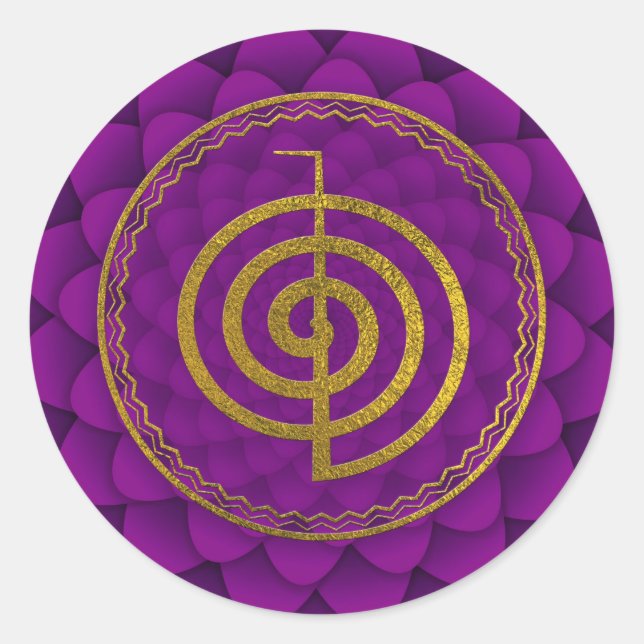 Gold  Choku Rei Symbol on lotus Classic Round Sticker (Front)