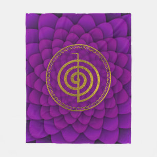 Gold  Choku Rei Symbol on lotus Fleece Blanket