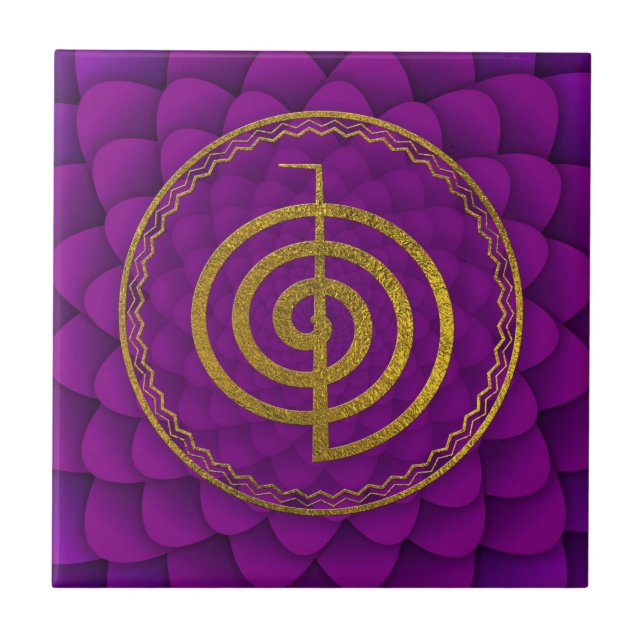 Gold  Choku Rei Symbol on lotus Tile (Front)