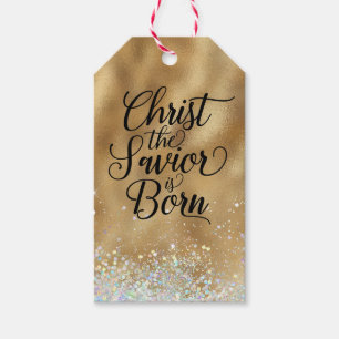 Gold Christ the Saviour Christian Christmas   Gift Tags