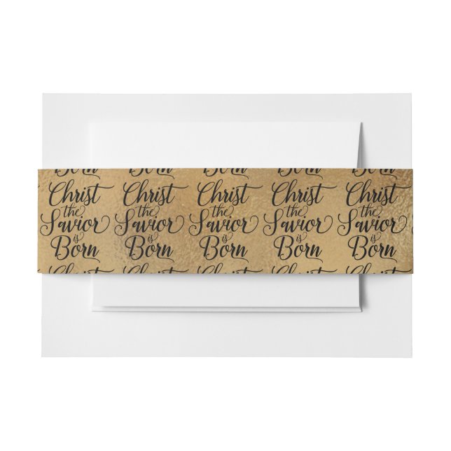 Gold Christ the Saviour Christian Christmas Invitation Belly Band (Front Example)