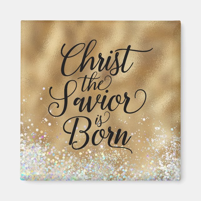 Gold Christ the Saviour Christian Christmas  Magnet (Front)