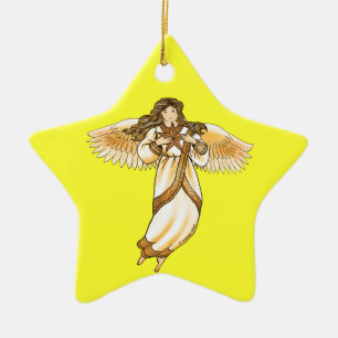 Gold Christian Angel  Ceramic Ornament