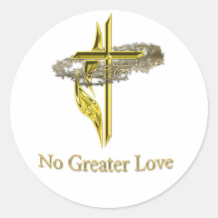 gold christian cross classic round sticker