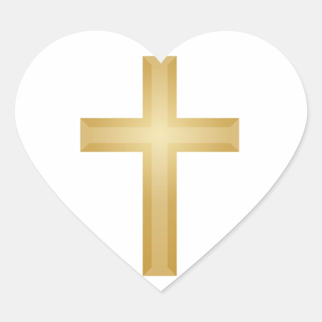 Gold Christian Cross/Easter Heart Sticker (Front)
