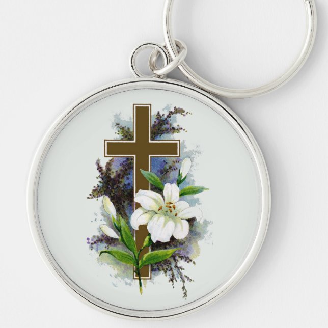Gold Christian Cross Keychain (Front)