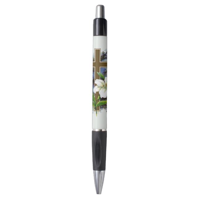Gold Christian Cross Pen (Front Vertical)