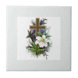 Gold Christian Cross Tile