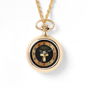 Gold Christian Crucifix Cross with funny saying Watch