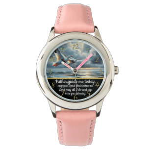 Gold Christian Faith cross with ducks Watch