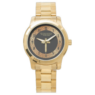 Gold Christian Faith cross with funny saying Watch