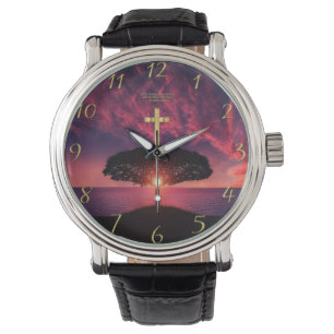Gold Christian Faith cross with funny saying  Watch