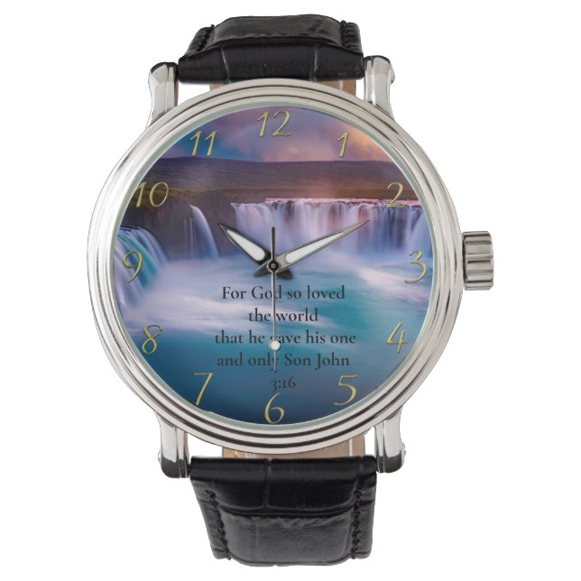 Gold Christian Faith Prayer  John 3:16  Watch (Front)