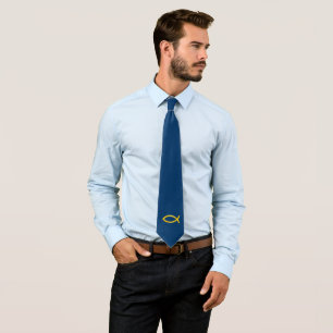 Gold Christian Fish Symbol Tie