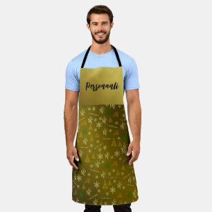 gold christmas  apron