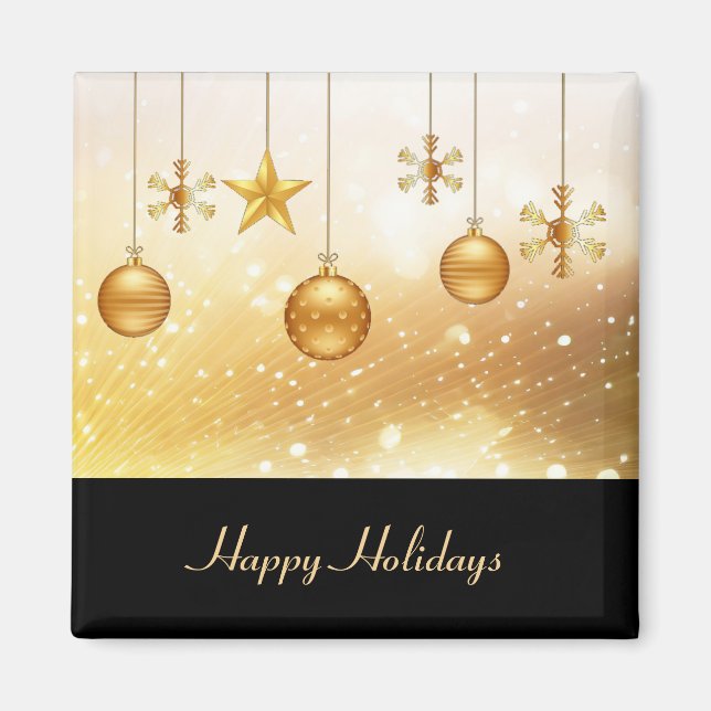  Gold Christmas Balls Holiday Christmas Magnet (Front)